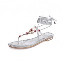 Women's Shoes Leather Low Heel Gladiator / Ankle Strap Sandals Office & Career / Dress / Casual Silver / Gold