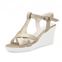 Women's Shoes Leatherette Wedge Heel Wedges Sandals Wedding / Party & Evening / Dress / Casual White / Silver