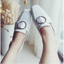 Women's Flats Spring / Summer / Fall Comfort Leather Casual Flat Heel Buckle / Split Joint Black / White Others