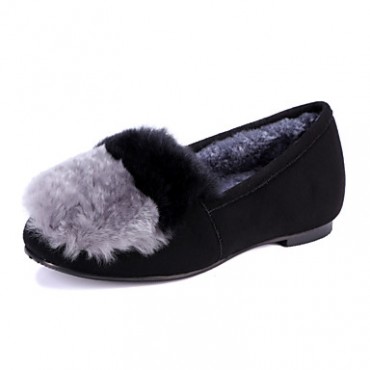 Women's Flats Spring / Fall / Winter Comfort Fur Dress / Casual Flat Heel Slip-on Red / Gray Others