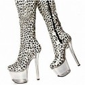 17CM white leopard boots high heeled boots with / Sexy Knee Boots / Ultra high heel Women's Shoes / Fashion Animal Print