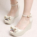 Women's Sandals Summer Slingback Rubber Casual Wedge Heel Bowknot