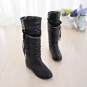 Women's Spring / Fall / Winter Fashion Boots / Comfort / Round Toe Leatherette Dress Flat Heel Tassel / Lace-up Black / Yellow / White