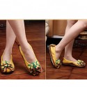 Women's Shoes Nappa Leather Spring/Summer/Fall/Moccasin Flats Casual Flat Heel Sparkling Glitter/Ruched Yellow / Red