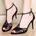 Women's Shoes Synthetic Stiletto Heel Heels / Peep Toe Sandals Wedding / Party & Evening / Dress / Casual Black / Gold