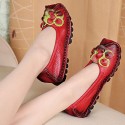 Women's Shoes Nappa Leather Spring/Summer/Fall/Moccasin Flats Casual Flat Heel Sparkling Glitter/Ruched Yellow / Red