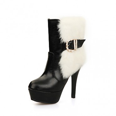 Women's Boots Fall / Winter Fashion BootsCasual Stiletto Heel Fur Black / White Others