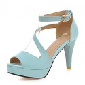 Women's Shoes Cone Heel Peep Toe / Platform Sandals Wedding / Dress Black / Blue / Pink / White / Beige