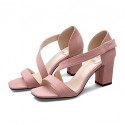 Women's Sandals Square Toe Fleece heels Chunky Summer Sandal with Magic Tape Dress/Casual More Colors Available